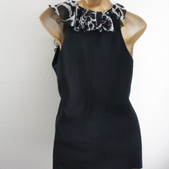 white house black market ruffle v-neck sweater tank top size M - Picture 3 of 3